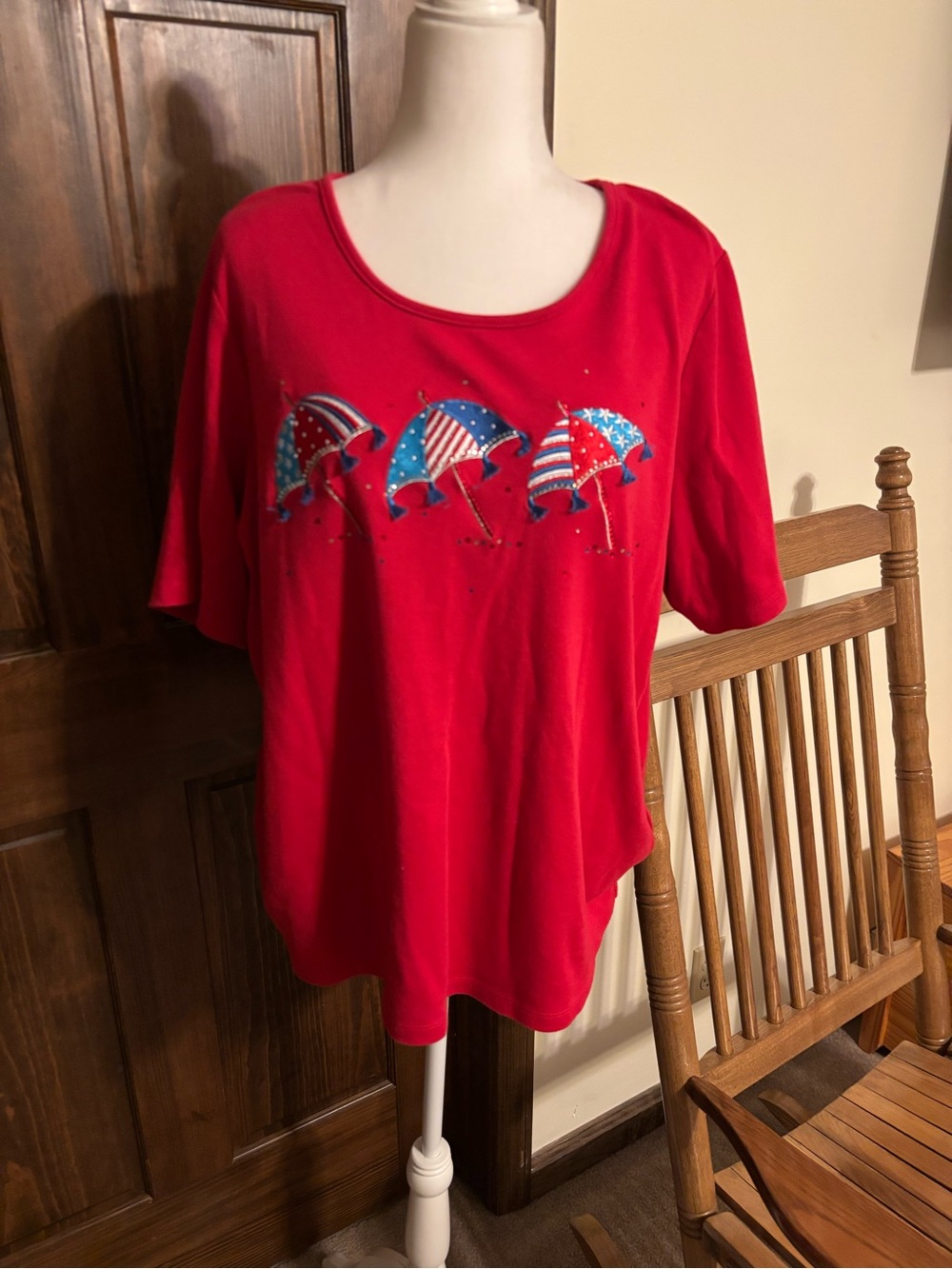 Quacker Factory Red Scoop Neck Top